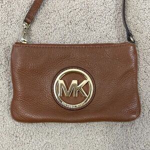 Michael Kors brown leather wallet, wristlet